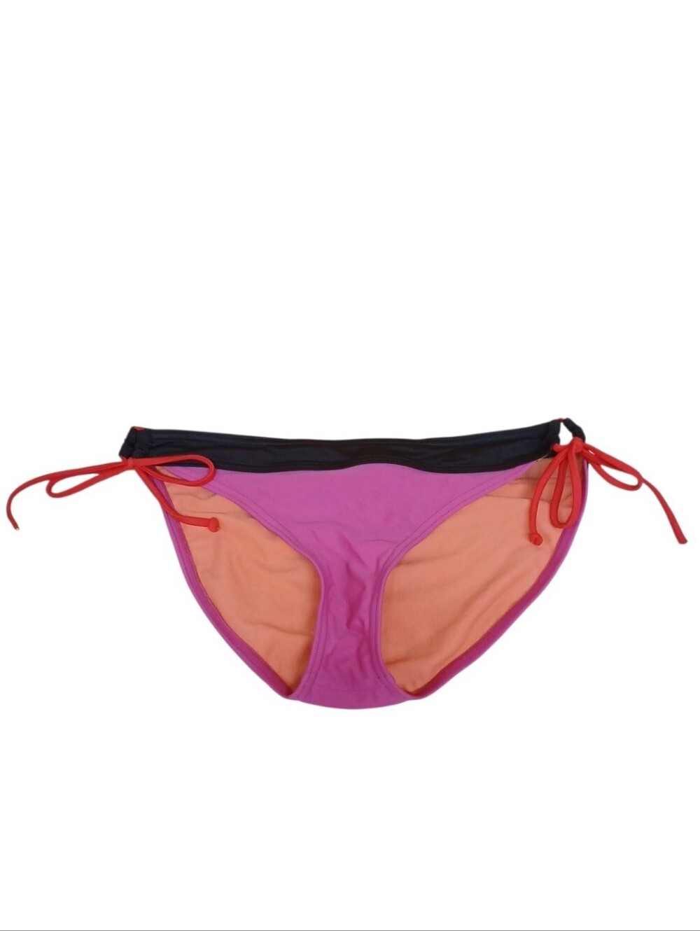 Prana Colorblock Pink Orange Black Tie-Side Bikini Bottoms Size Medium